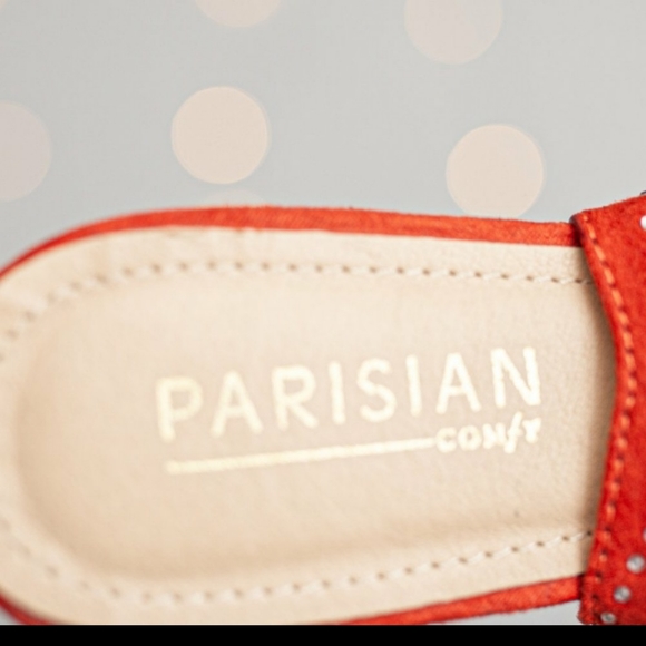 Red jeweled ankle strap flats size 9.5-10 - Picture 5 of 5